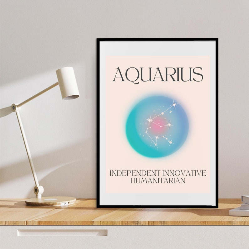 Zodiac Signs Poster Set 12 Astrology Prints Aura Gradient Etsy
