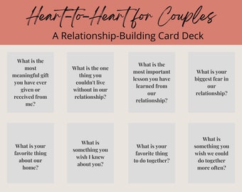 Heart to Heart: A Relationship-Building Card Deck | For Couples | 212 Cards for Connection | Printable Digital Download