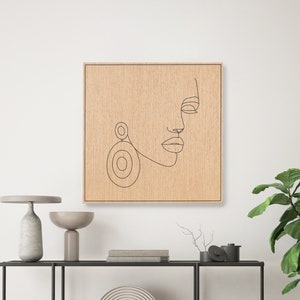 Wood Accent Wall: 3D Wall Panels, Geometry Art, House Design, Interior Decoration, Wooden Wall Panels, Oak & Black Woman with Earring