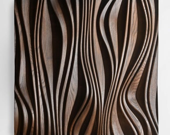 Solid Ash Square Wall Panel – Forest Carved Design