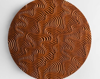 Round 3D Wood Wall Panel – Erosion-Inspired Carved Design