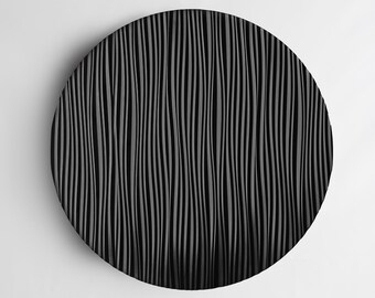 Panneau mural en noyer et bois noir : motif de l'érosion, art géométrique