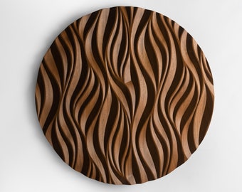 Iroko Wall Panel – Flame Carved Design