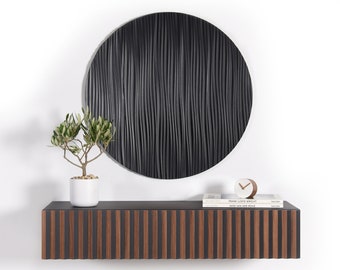 Wood Shelf, Floating Console, Black & Walnut Bicolor Front, Hallway Decor Ideas, House Design, Modern Entry Table, Minimal Style