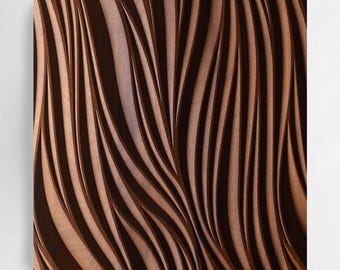 3D geschnitzte Iroko-Holzvertäfelung - moderne Akzent-Wandkunst