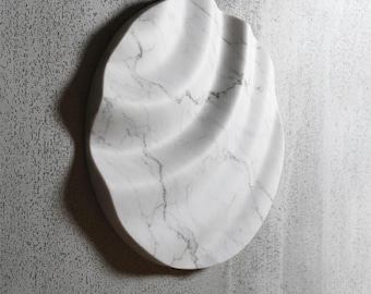 Carrara Marble Wave Wall Sculpture 3D Relief Art Modern Italian Wall Decor