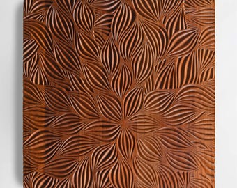 Iroko Wood Wall Art: 3D Floral Carved Panel, Acoustic Decor