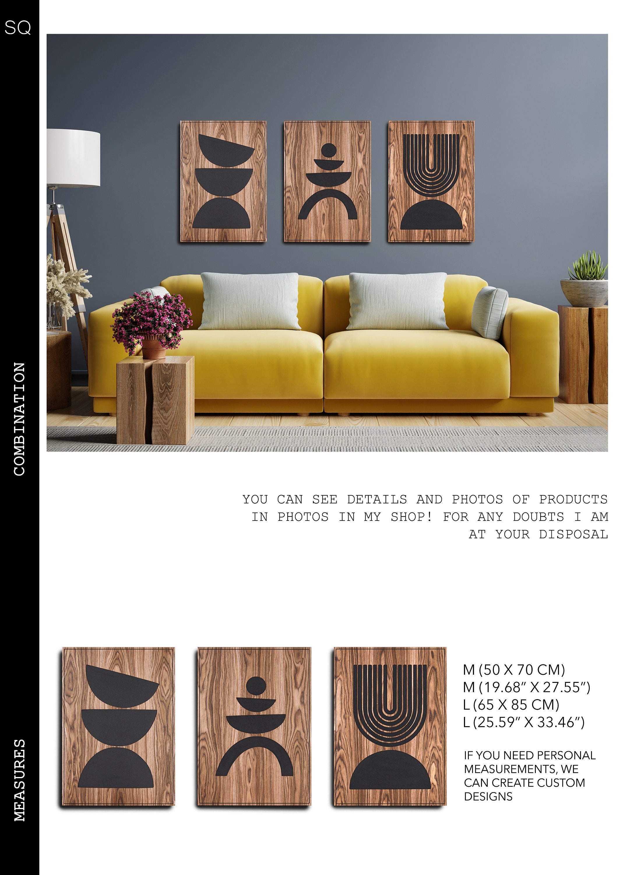 Picture of Walnut Wall Panel Carved Decor Art Boho Bohemian Modern Interior Design ...