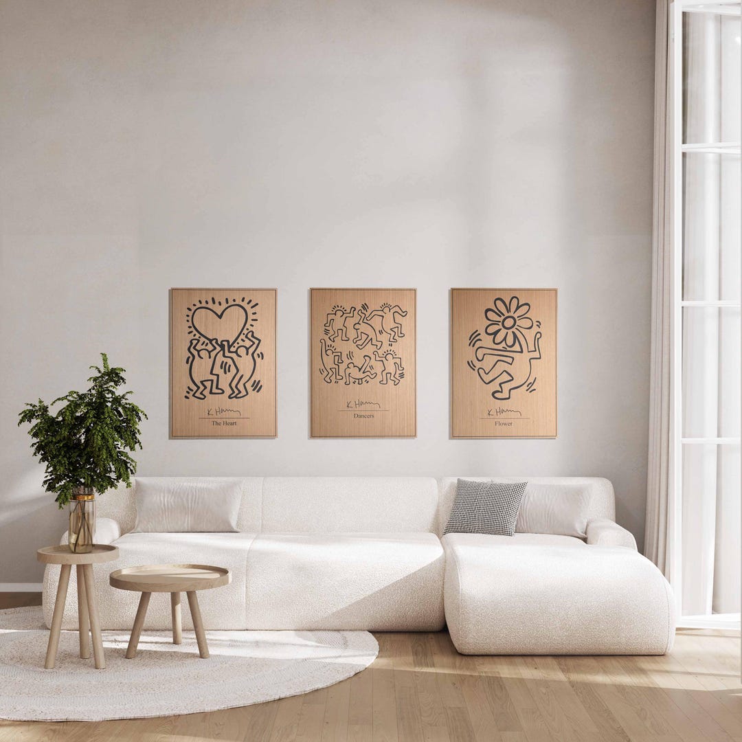 Oak & Black Carved Wall Panel Set – 3D Geometric Wood Art - Etsy