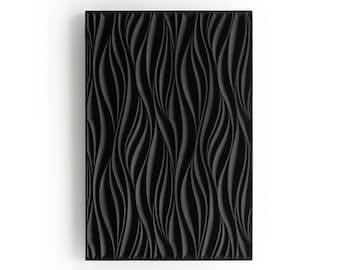 Black Iroko 3D Wall Panel – “Dunes” Carved Design