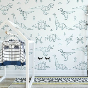 Dinosaur Wallpaper | Removable Pre-Pasted Kids Wallpaper | Children's Custom Bedroom Wallpaper | Dinosaur Nursery & Playroom Wallpaper