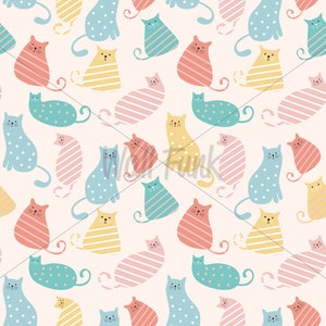 Colourful Cats Nursery Children's Wallpaper Mural, Removable Boho Animal Wall art for Kid's bedroom or playroom, Toddler or Baby Decor zdjęcie 4