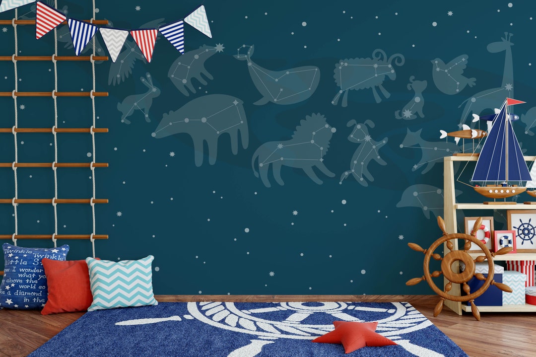 Stars Nursery Wallpaper, Removable Wall Mural Nursery, Custom Nursery ...