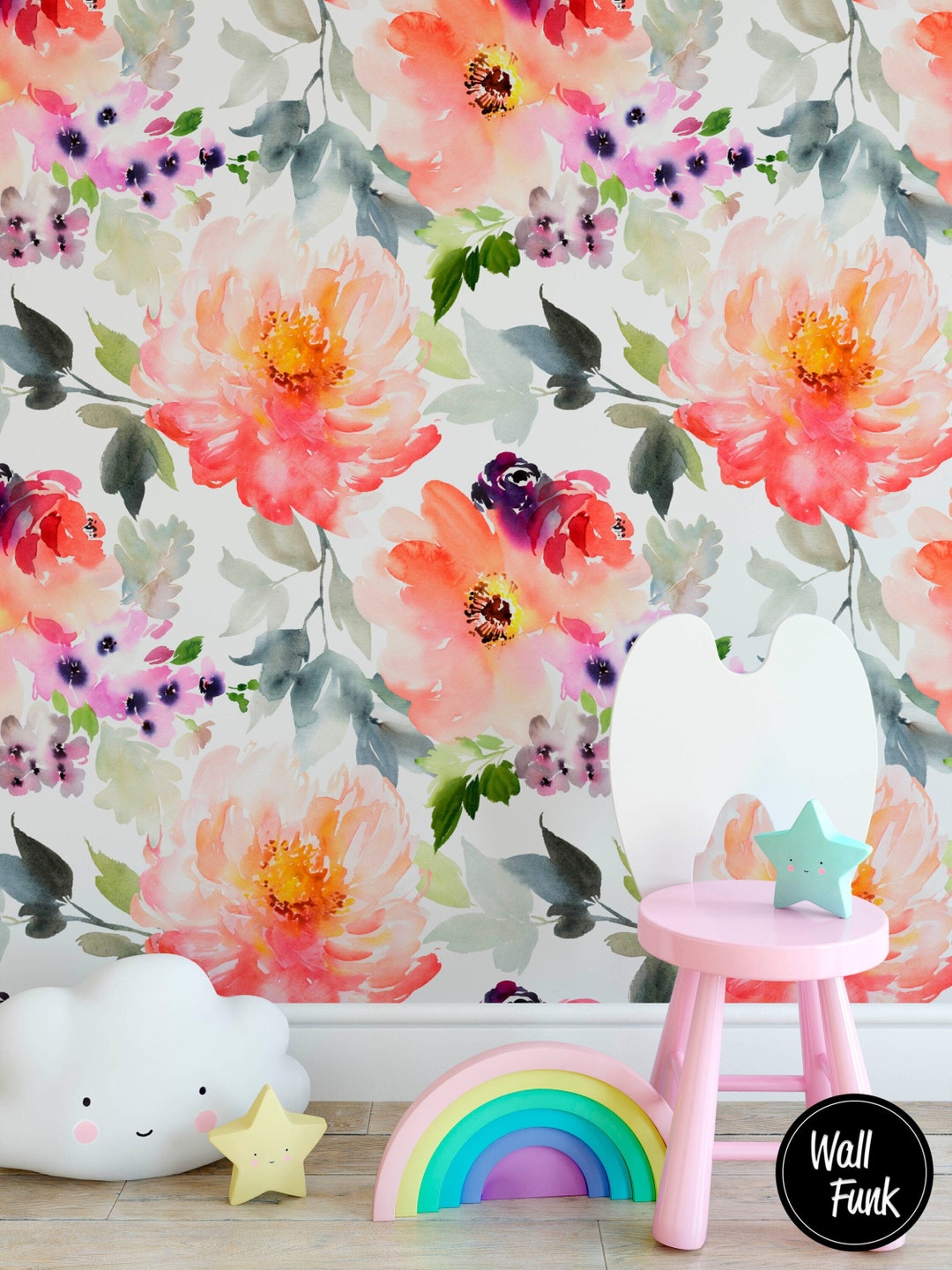 Watercolour Floral Nursery Pre-pasted Wallpaper | Cute Posy Nursery ...