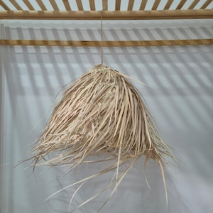 Handmade Raffia Lampshade: Moroccan Boho Pendant Light