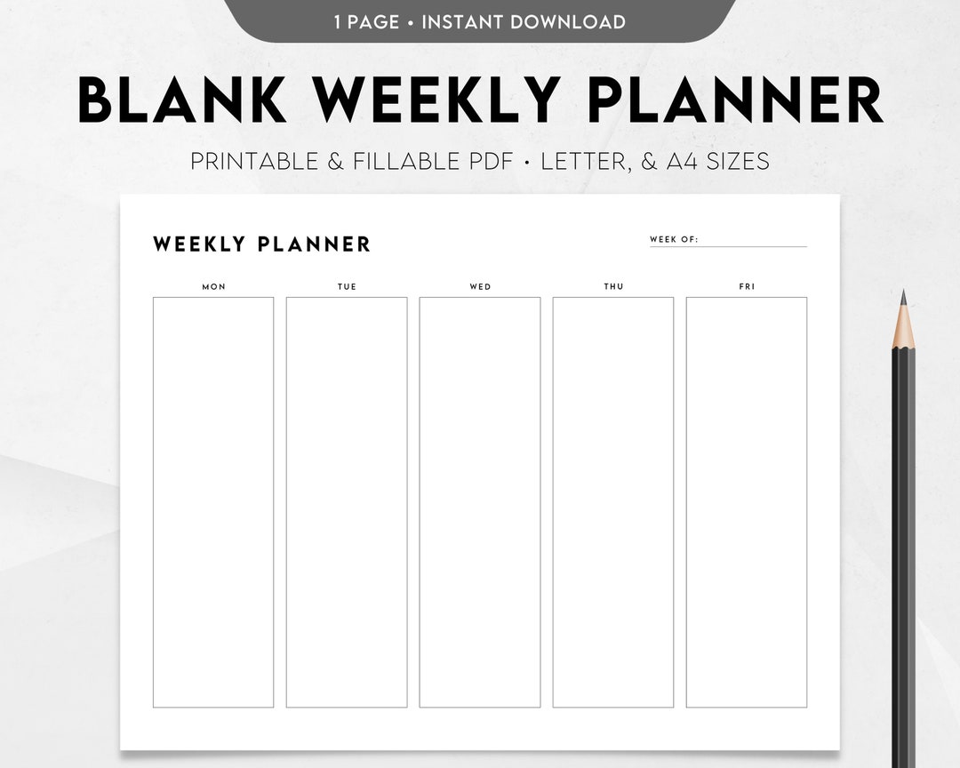 Weekly Planner Printable Template, Weekly Calendar, Weekly Schedule