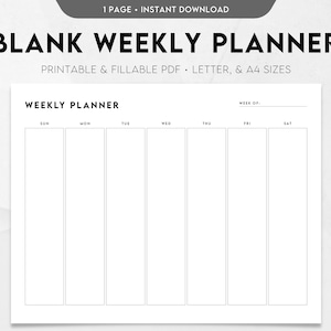 Weekly Planner Printable Template, Weekly Calendar, Weekly Schedule Template,  Weekly to Do List, Weekly Agenda, Week at A Glance, Minimalist - Etsy