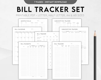 Bill Tracker Bundle Editable, Bill Payment Tracker Printable, Subscription Tracker, Bill Calendar, Bill Organizer, Bill Payment Checklist