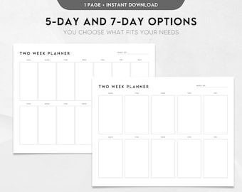 Two Week Planner Printable, Weekly Calendar, Weekly Schedule Template,  Weekly to Do List, Weekly Agenda, Week at A Glance, Minimalist - Etsy