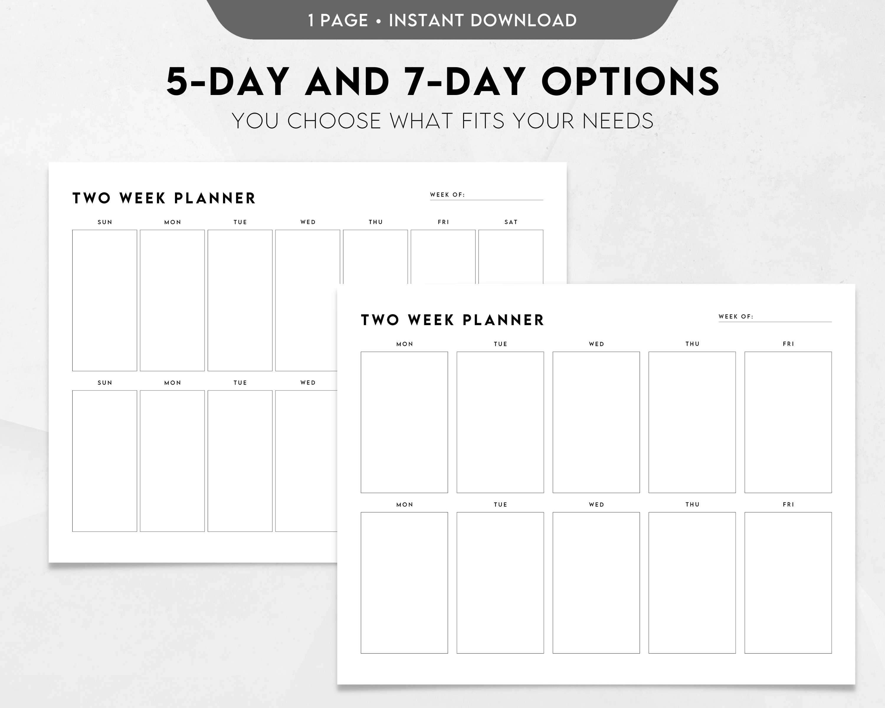Two Week Planner Printable, Weekly Calendar, Weekly Schedule Template