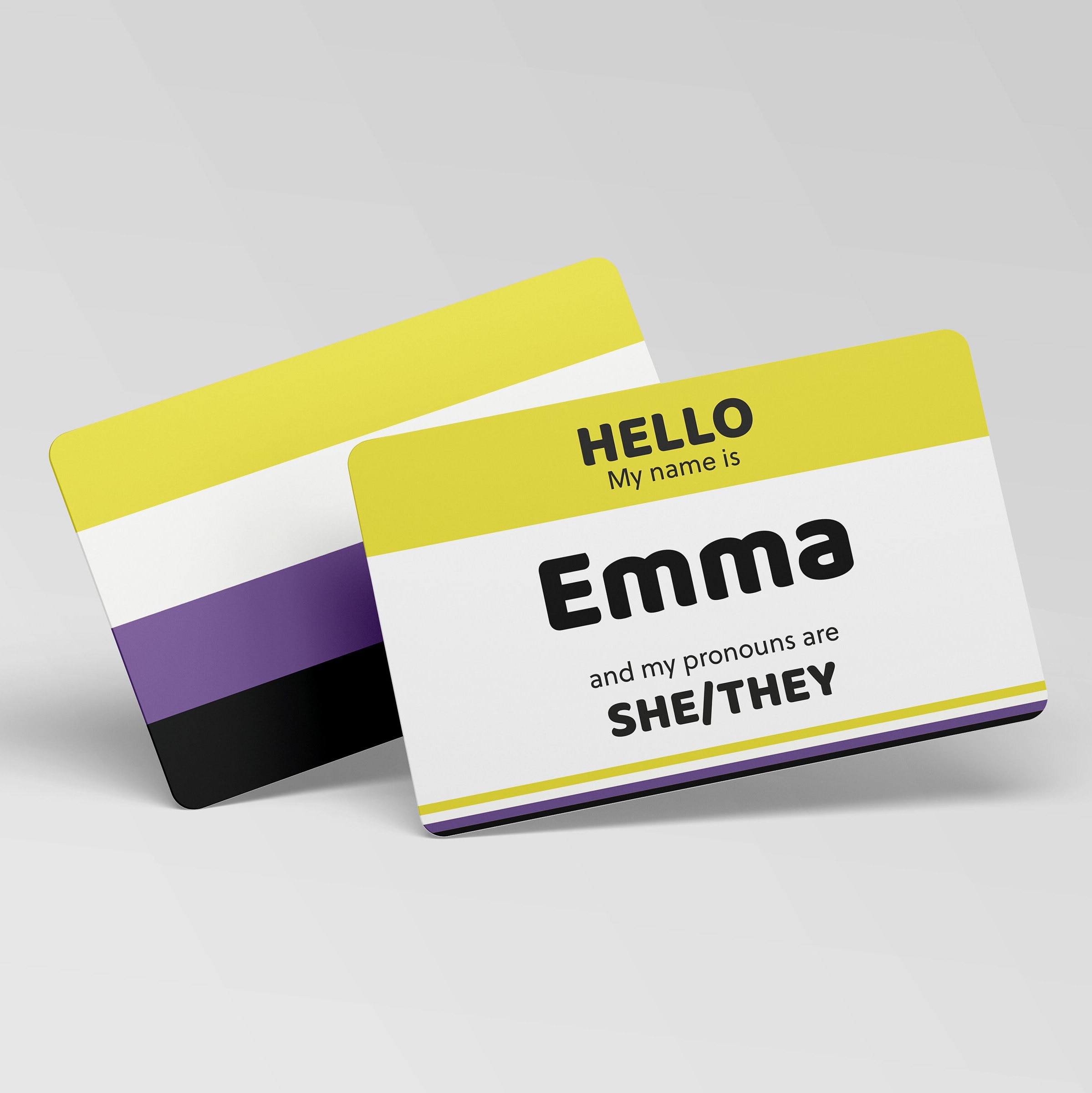 schaak Worden benzine LGBTQ Pronouns Name and Pride Flag Card - Etsy