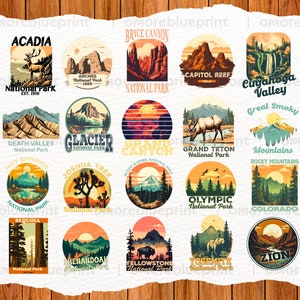 Nature&#39;s Masterpieces: National Parks Collection, Man Cave Wall Art Poster, Vintage Memorabilia, PNG, Park Inspired Decor, Commercial Use