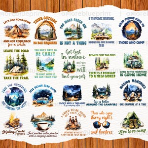Path to Discovery: Watercolor Camping Adventure Bundle, Campfire Memories, Camping Sites, Hiking Trails, Camping Quotes, Digital Download