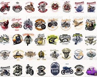 Vintage Motorcycle PNG Bundle | Ride Through Time Clipart | Digital Download for Sublimation & Crafts