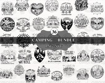 Camping Graphics Collection: Adventure SVG PNG Clipart (Digital Download)