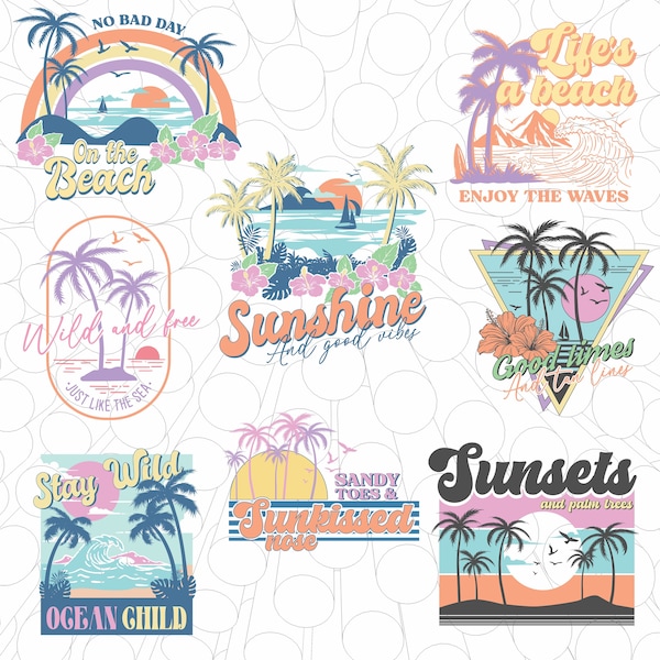 Vintage Retro Revival Summer Sublimation Bundle | Digital Download