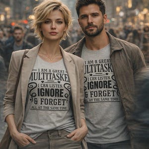 Camiseta divertida multitarea, diseño gráfico de humor sarcástico, unisex