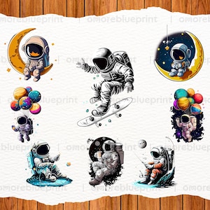 Cute Astronaut PNG, Urban Street Style, Retro Astronaut Clipart, Hippie Design for Sublimation and Scrapbooking, Digital Download