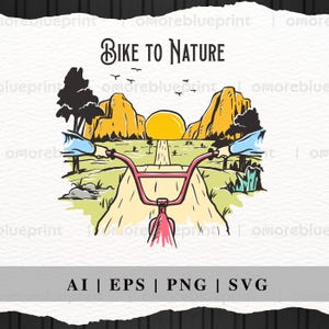 Bike To Nature Graphic T-Shirt Sublimation Design | Instant Download | ClipArt