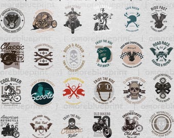 Retro Motorcycle PNG Clipart Bundle: Vintage Biker Designs (Digital Download)