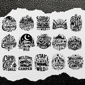 Ensemble SVG de camping rétro : fichiers coupés aventure en plein air (téléchargement numérique)