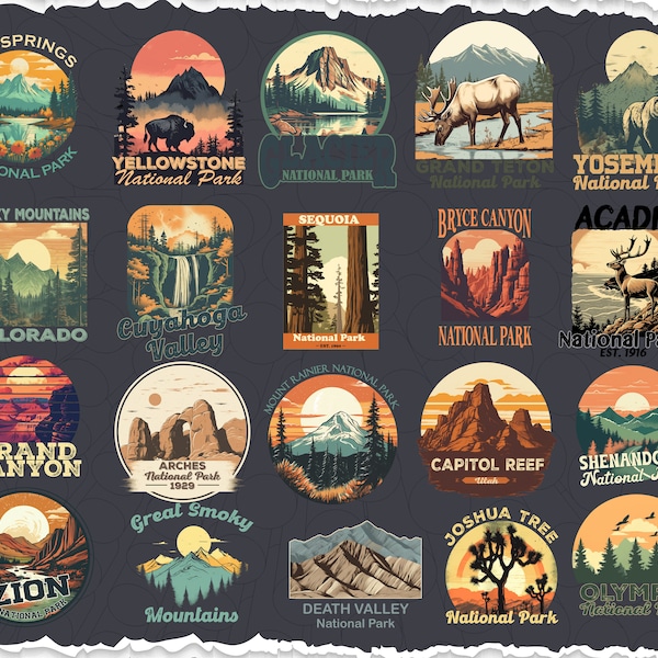 Nature's Masterpieces: Breathtaking National Parks Sublimation Bundle | Digital Download | Clipart