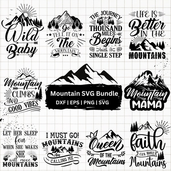 Summit Soar: Epic Mountain Adventure SVG Typography Bundle for Thrill-Seekers | Digital Download