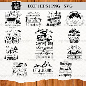 Campfire Chronicles: Camping Quotes SVG PNG Bundle for Outdoor Dreamers,  Outdoor Inspiration, Camping Motto, Adventure Graphics, Clipart