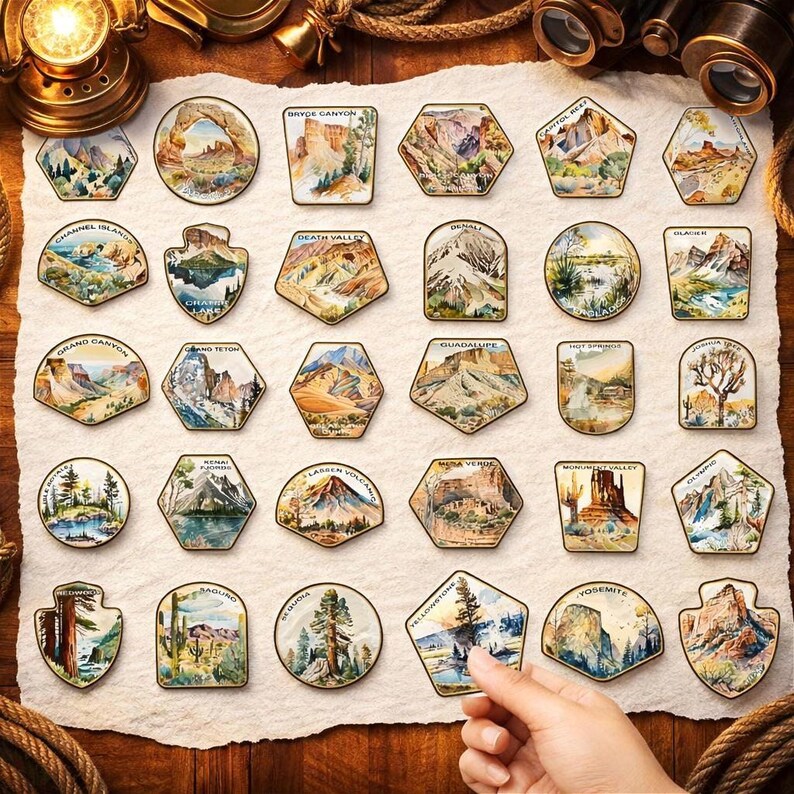 Vintage National Parks Stickers Pack, USA Travel Landmarks, Nature ...