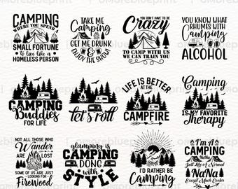 Camping Quotes SVG PNG Bundle: Outdoor Adventure Designs (Digital Download)