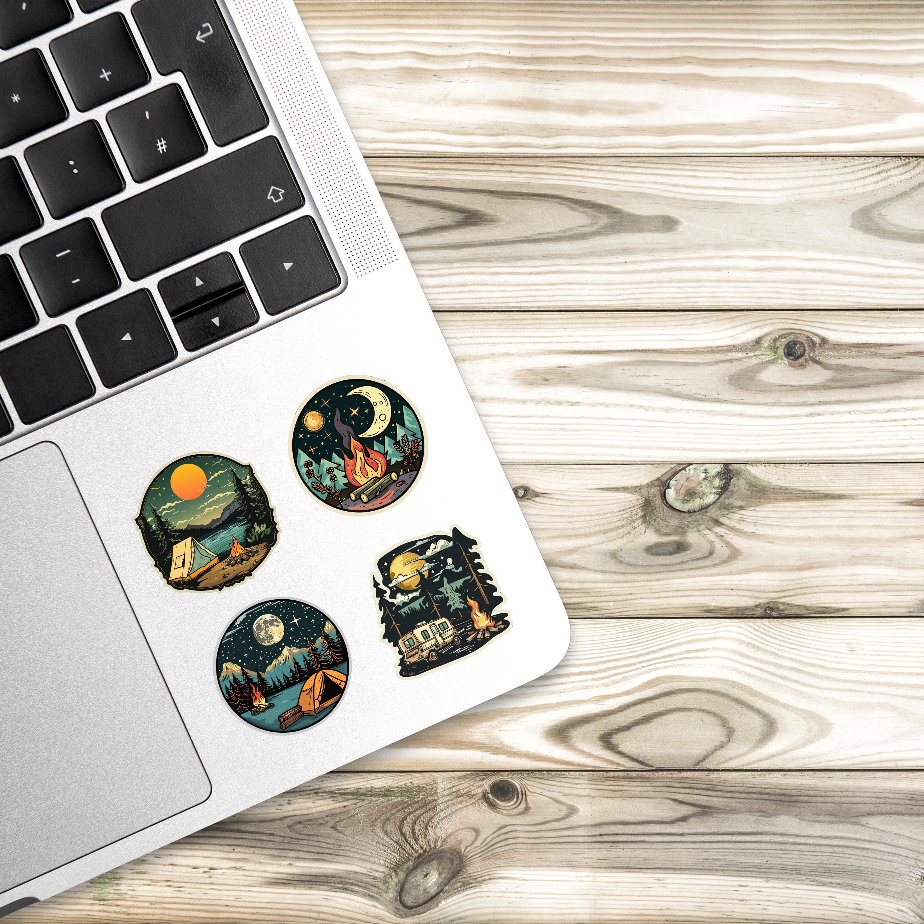 Retro Camping Stickers: Vintage RV, Campfire PNG Bundle (digital ...