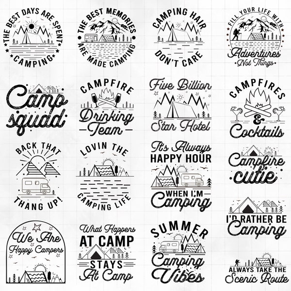 Radiant Trails: Happy Campers SVG Bundle Design for Outdoor Joy | Digital Download | Typography Sublimation