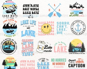 Lake Life SVG PNG Bundle, Retro Summer Lake Designs