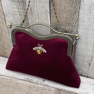 Abendtasche. Clutch Tasche für Frauen. Burgunderrote Handtasche. Vintage Handtasche. Formelle Handtasche. Henkeltasche oben. Samt Handtasche