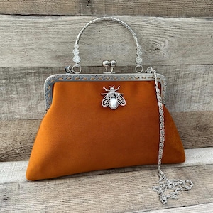 Orange Clutch Taschen. Handtaschen für Damen. Orange Umhängetasche. Gebrannte Orange Abendtasche. Samt Handtasche. Vintage Handtasche für Damen