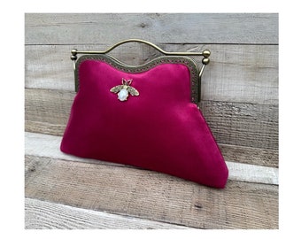 Pink handbag. Burgundy clutch bag. Pink evening bag. Crossbody bag with strap. Vintage handbag. Top handle bag. 3 colours