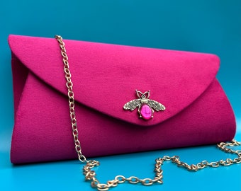 Rosa Clutch. Handtaschen für Damen. Clutch Taschen für Damen . Abendtasche. Samt-Clutch-Tasche. Handtasche Tasche. Fuchsia Handtaschen. Abschlussball-Clutch