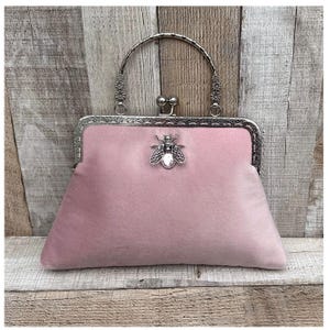 Pochette rose. Sac de soirée rose poudré. Pochette en velours. Sac à main. Sac de soirée pour femme. Pochette. sac à main vintage