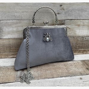 Grey clutch bag. Clutches and evening bags. Vintage handbag for women. Wedding clutch bag. Silver clutch. Top handle clutch