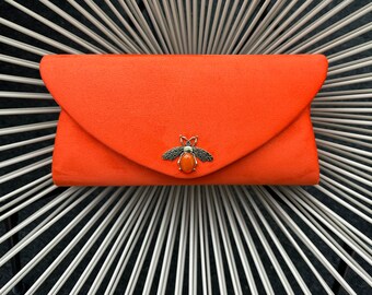 Embrague naranja. Bolsos para mujer. Bolsos de mano para dama. Bolso de noche. Bolso de mano de terciopelo. Bolso monedero. Bolso de fiesta. Bolso de noche naranja